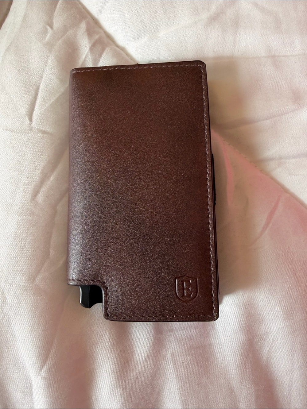 EKSTER Brown Leather Card Wallet with Shield Logo